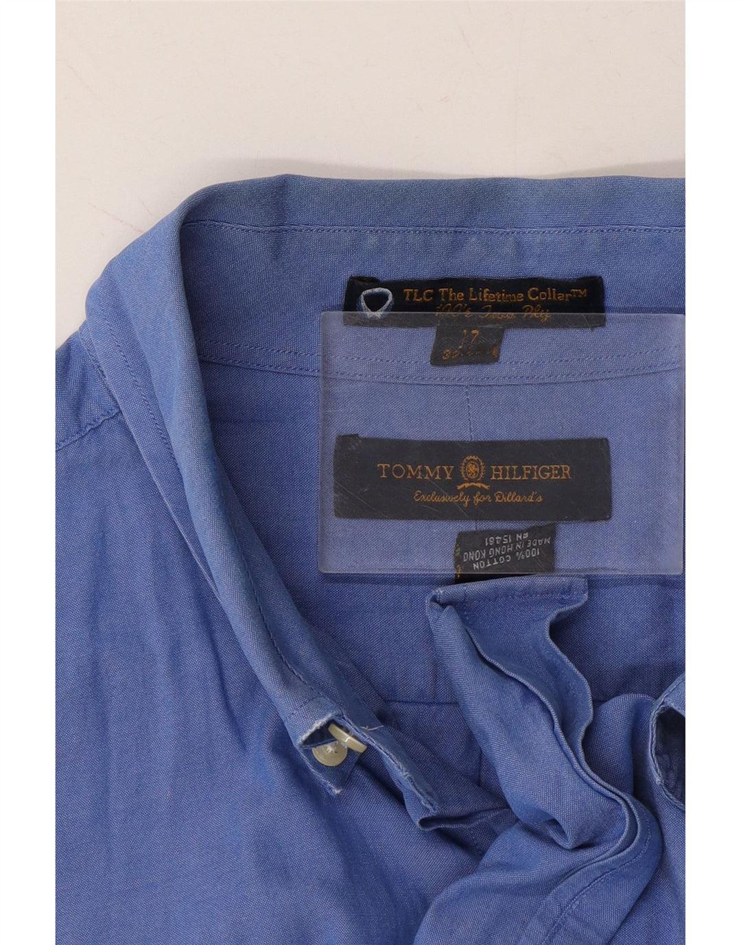 TOMMY HILFIGER Mens Shirt Size 17 XL Blue Cotton Vintage Tommy Hilfiger and Second-Hand Tommy Hilfiger from Messina Hembry 