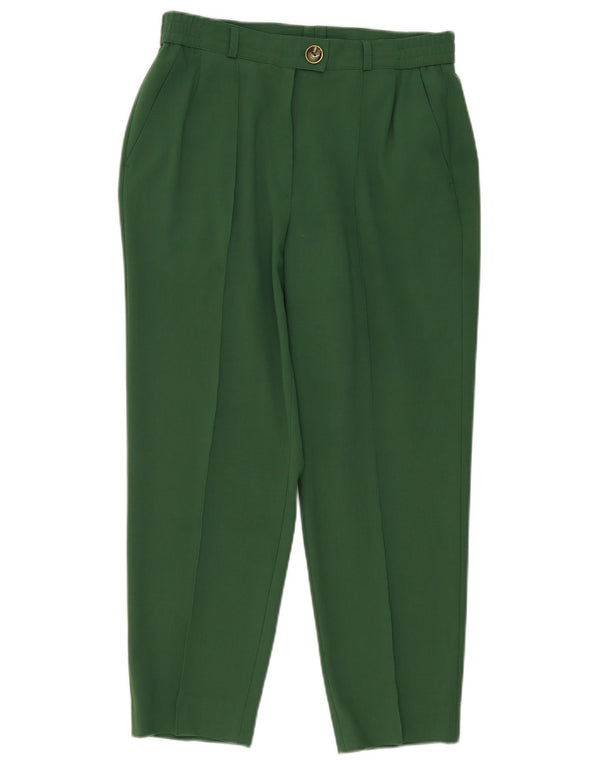 Vintage Damen-Hose mit hohem Bund und festem Bund, Größe UK 14, Größe L W32 L25, Grün