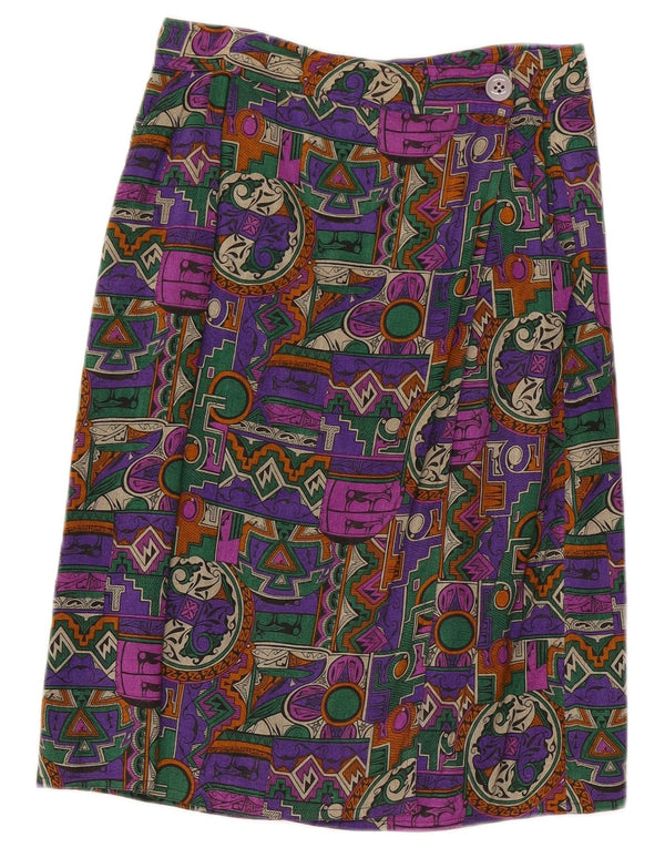 Vintage Damen Wickelrock W28 Medium Mehrfarbig Geometrisch
