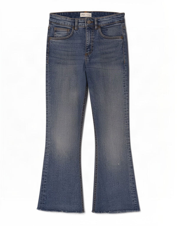 Zara Damen Schlagjeans EU 38 Small W26 L26 Blaue Baumwolle