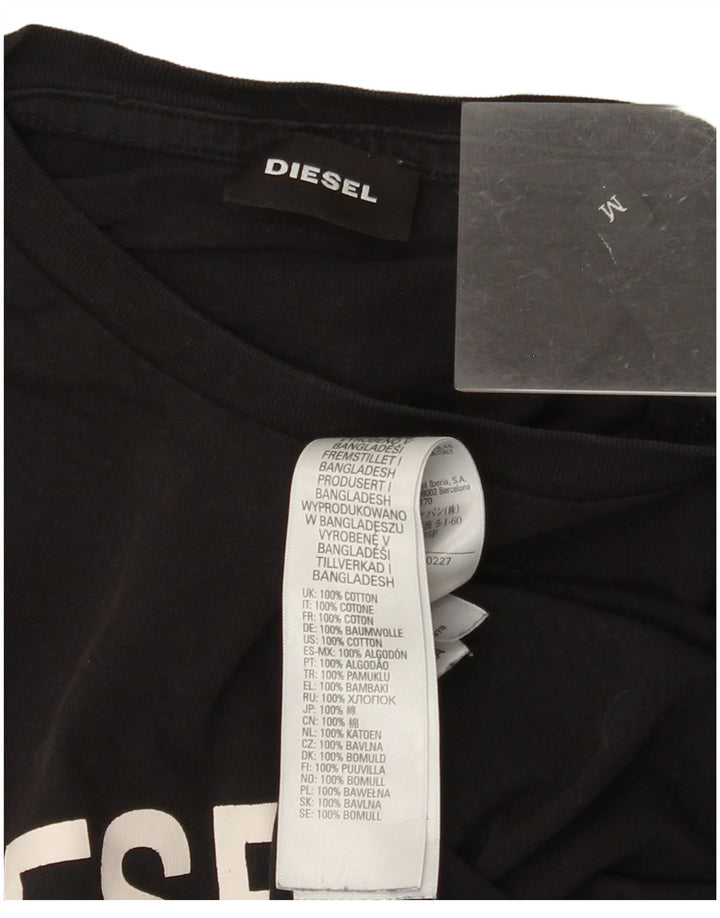 DIESEL Herren Grafik-T-Shirt-Oberteil aus mittelschwarzer Baumwolle