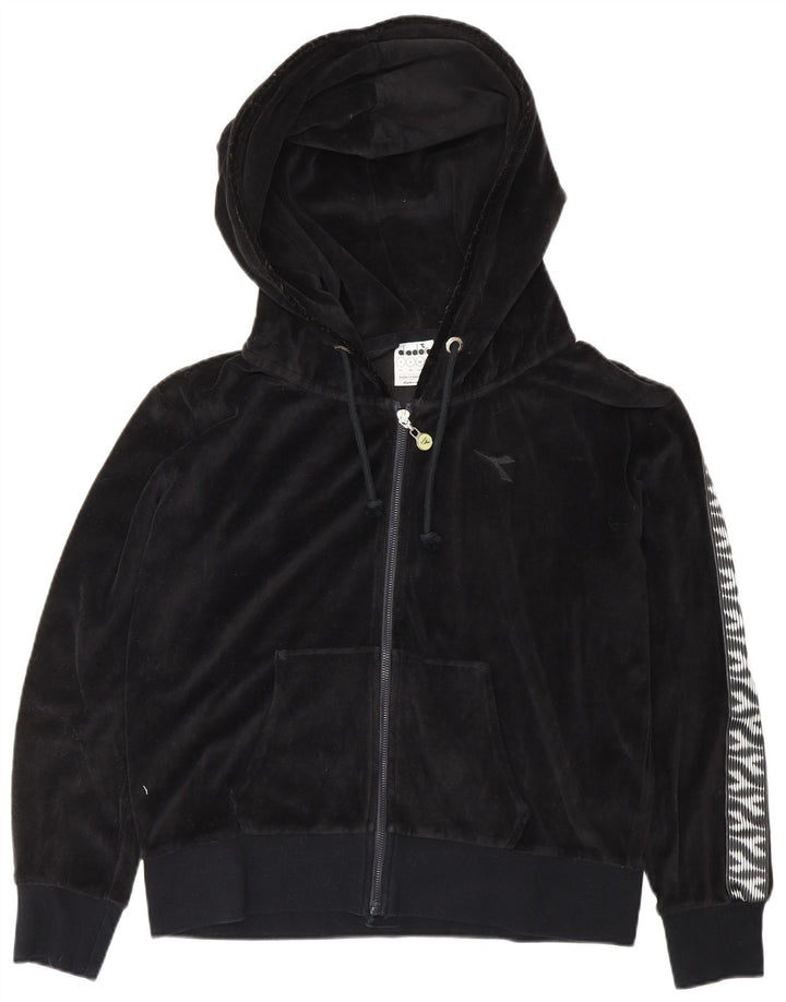 DIADORA Damen-Overall-Trainingsanzug aus Velours, Gr. 10, Größe S, Schwarz