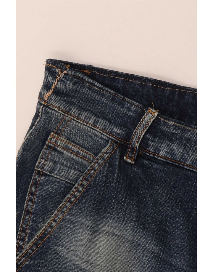Zara Herren Crop Distressed Slim Jeans W32 L24 Blau