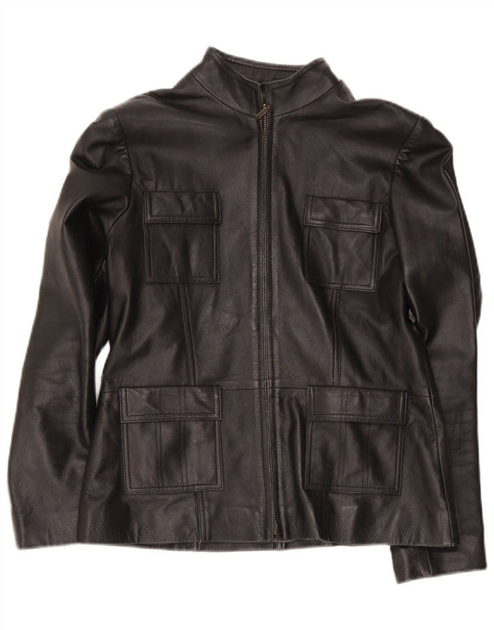Helium Damen Militärlederjacke UK 14 Medium Schwarz