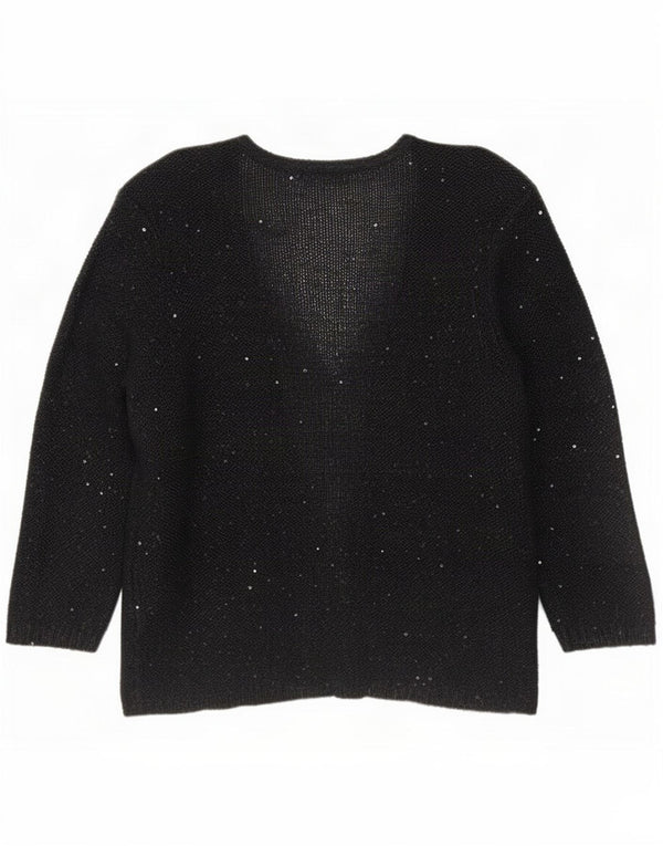 Marks & Spencer Damen-Cardigan-Pullover UK 14 Large Schwarz geflecktes Polyester