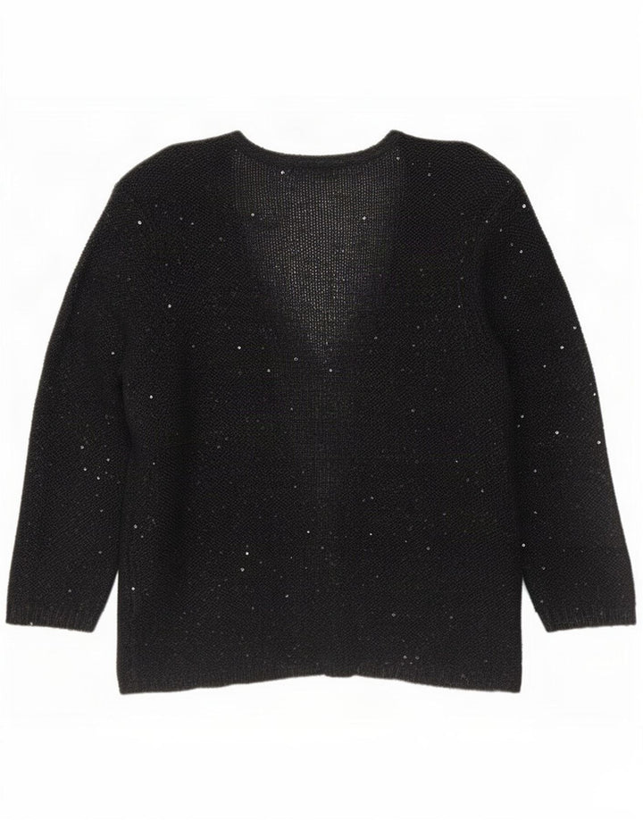 Marks & Spencer Damen-Cardigan-Pullover UK 14 Large Schwarz geflecktes Polyester