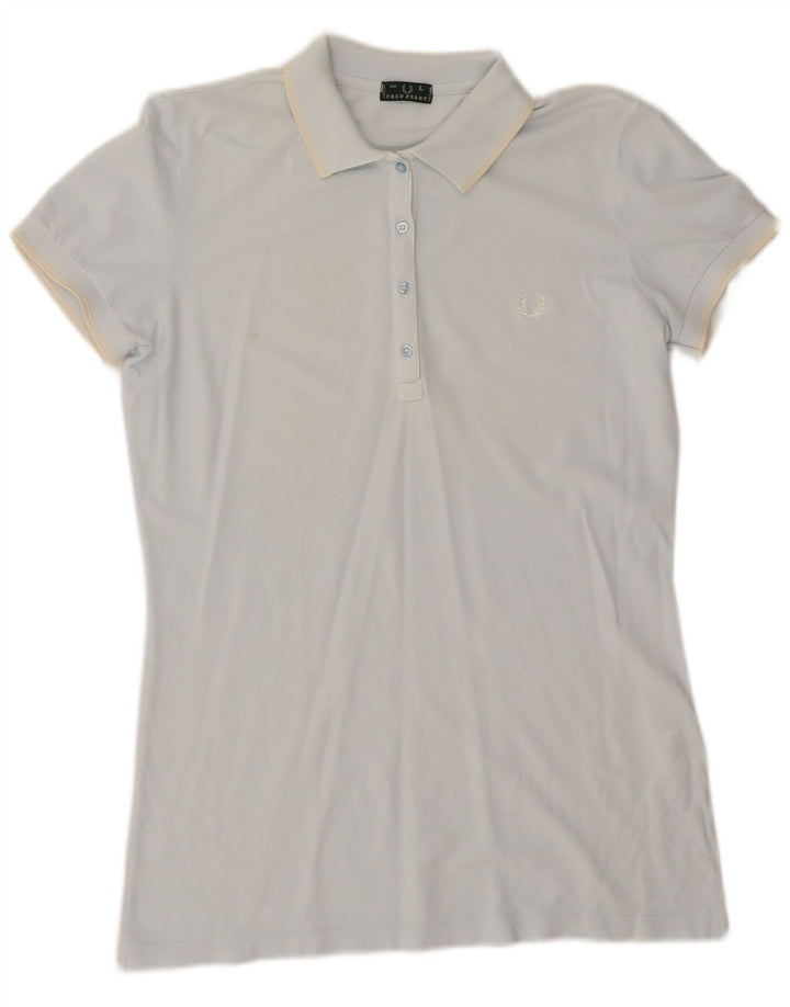 Fred Perry Damen Poloshirt UK 16 Große blaue Baumwolle