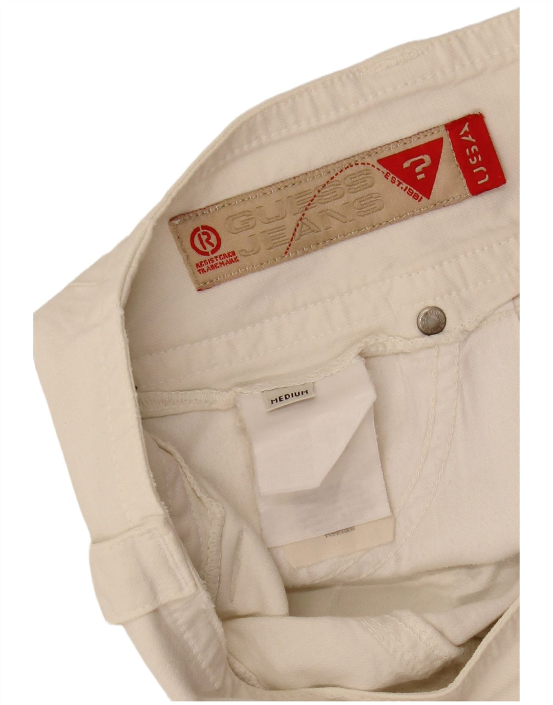 Guess Denim-Minirock für Damen, Größe M, W32, Weiß