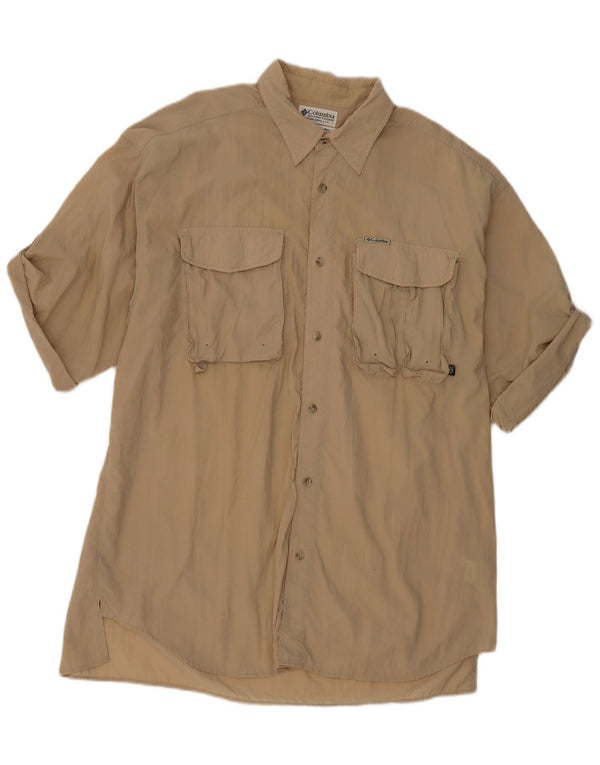 COLUMBIA Herren Kurzarmhemd 2XL Beige Nylon