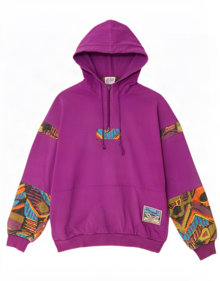 Etirel Herren-Kapuzenpullover mit abstraktem Muster und Reißverschluss am Hals, mittelviolette Baumwolle