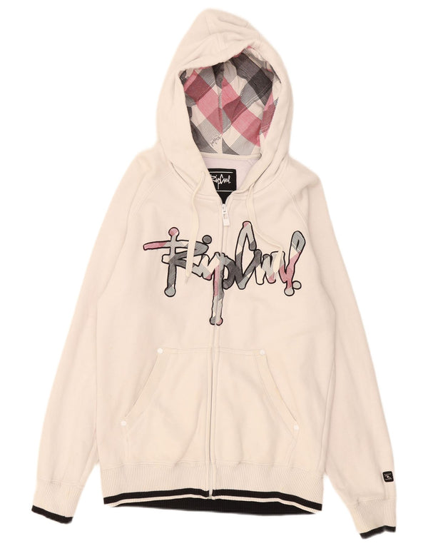 Rip Curl Herren-Kapuzenpullover mit grafischem Reißverschluss, Größe S, weiße Baumwolle