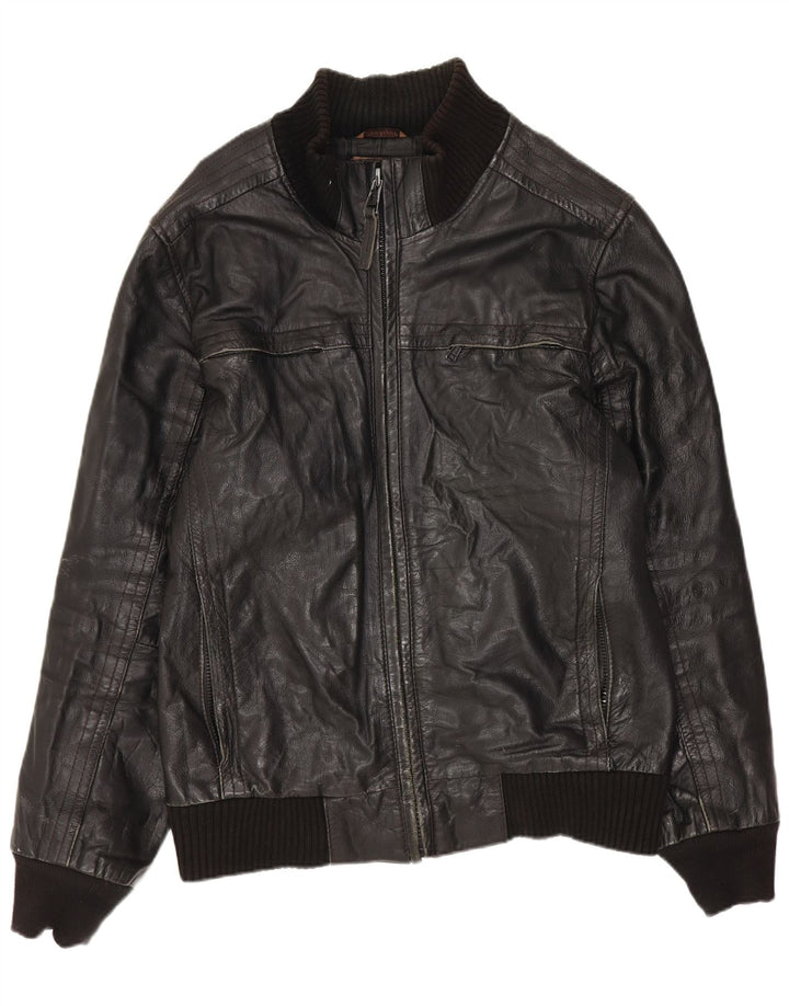 Conbipel Herren Lederjacke IT 46 Small Schwarzes Leder