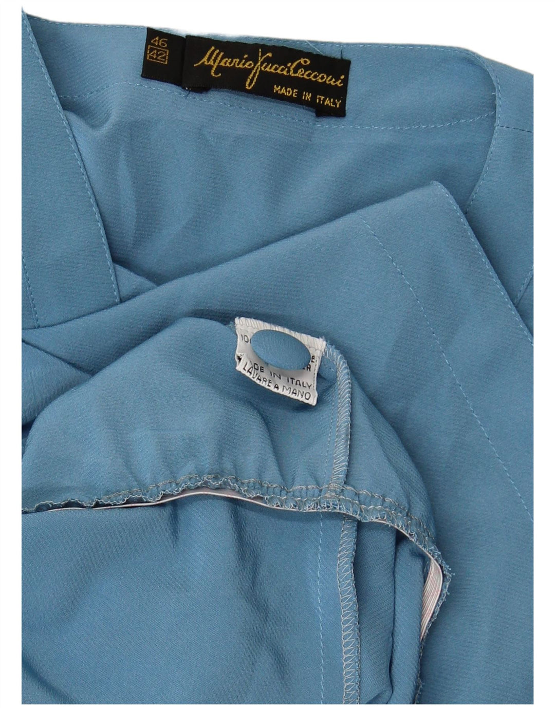 MARIO PUCCI CECCONI Damen Kurzarm-Hemdbluse IT 42 Mittelblau