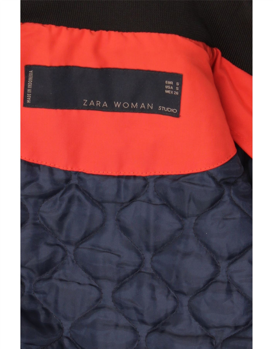 Zara Damen Crop Steppjacke UK 10 Small Marineblau