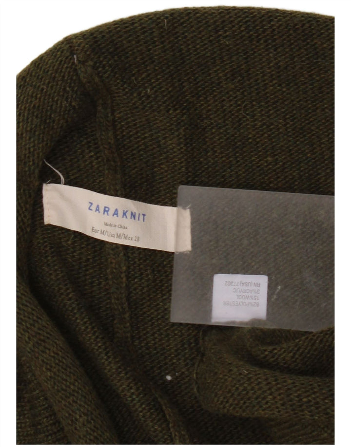 Zara Damen Poncho-Cardigan-Pullover UK 14 Medium Khaki Polyester