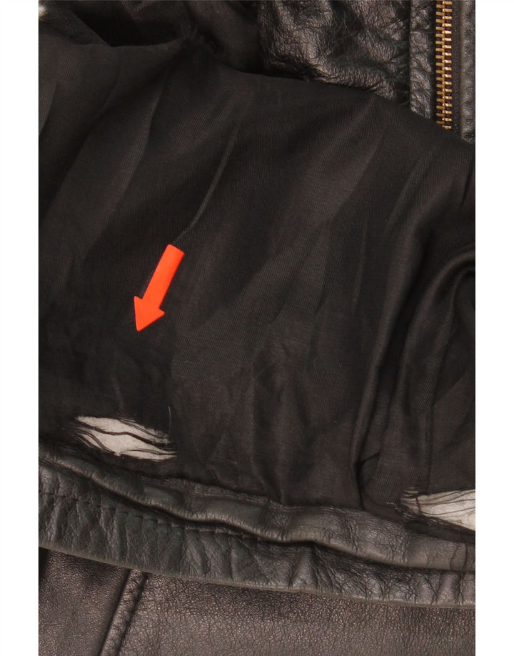 L.LAMBERTAZZI Mens Leather Jacket UK 40 Large Black Vintage L.Lambertazzi and Second-Hand L.Lambertazzi from Messina Hembry 