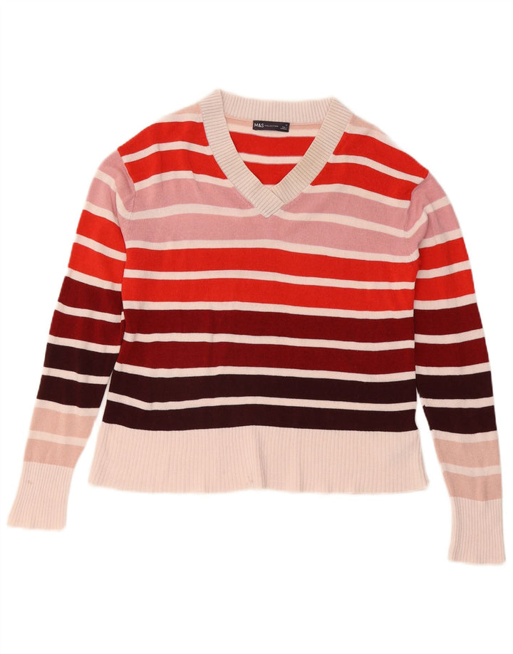 Marks & Spencer Damen-Pullover mit V-Ausschnitt, Größe M, mehrfarbig