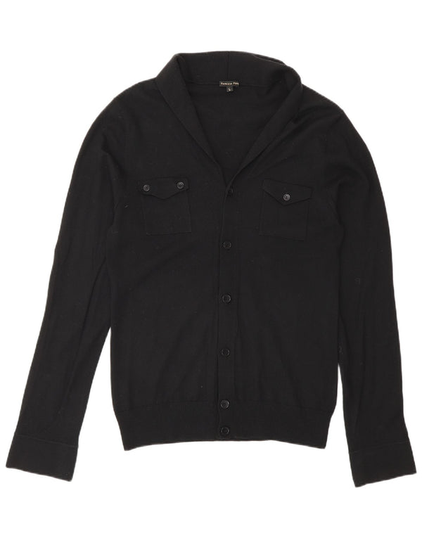 Patrizia Pepe Damen-Cardigan-Pullover UK 14 Große schwarze Schurwolle