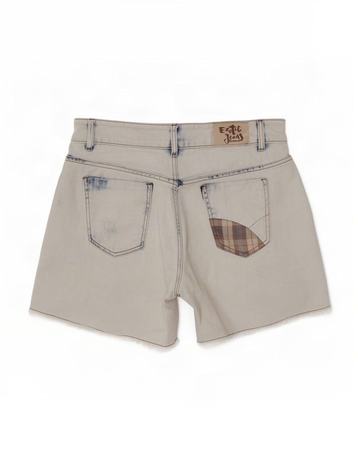 Desigual Damen Distressed Denim Shorts W28 Mittelblaue Patchwork-Baumwolle