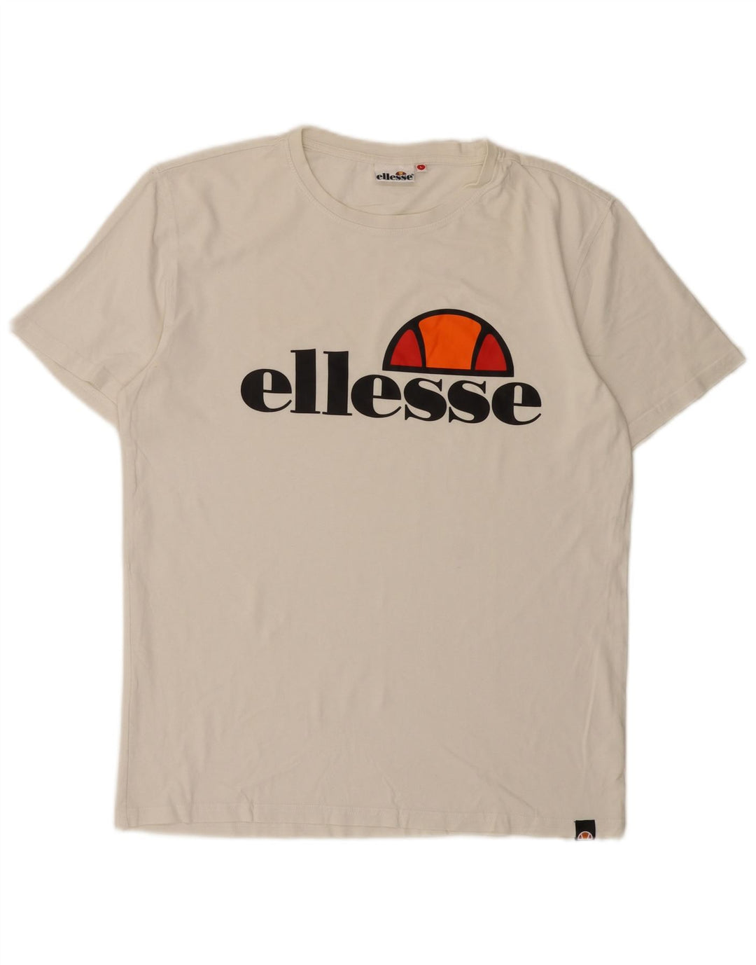 Ellesse Herren-T-Shirt mit Grafik, Größe L, cremefarbene Baumwolle