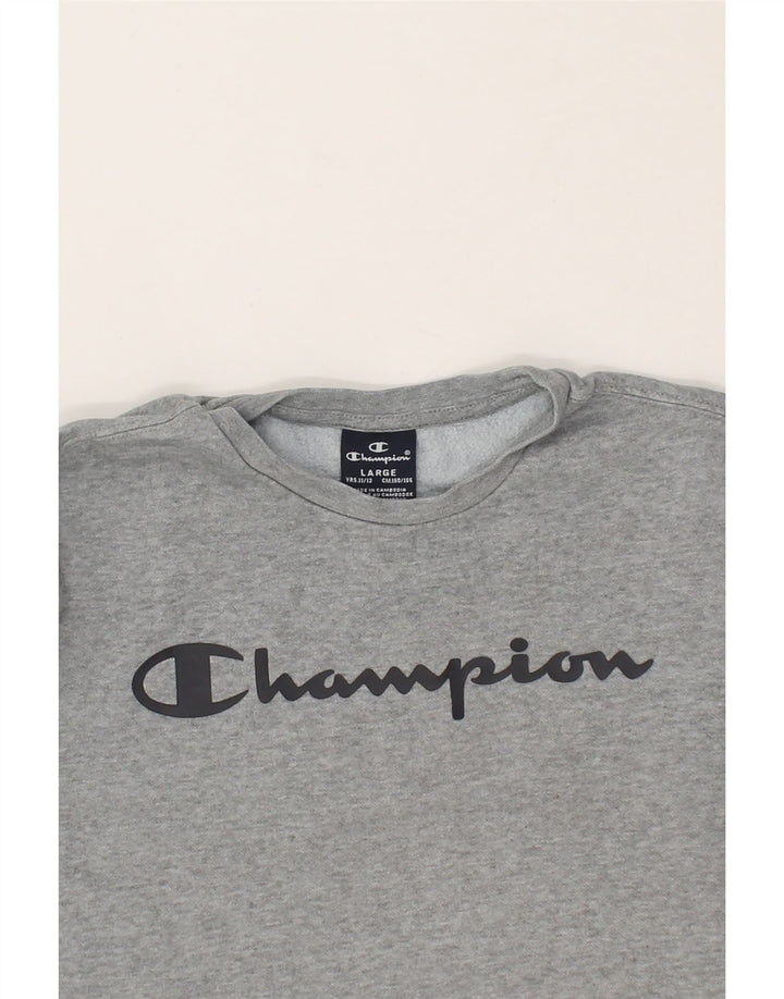CHAMPION Boys Graphic Sweatshirt Jumper 11-12 Years Large Grey Cotton Vintage Champion and Second-Hand Champion from Messina Hembry 