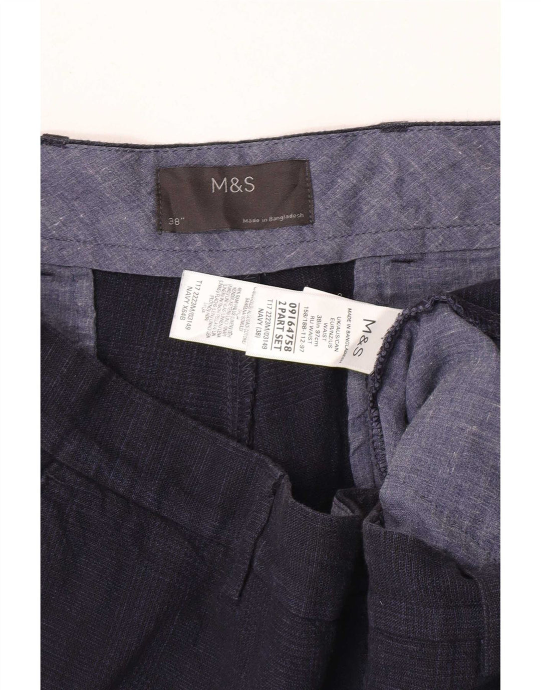 Marks & Spencer Herren Chinoshorts W38 XL Marineblau Baumwolle