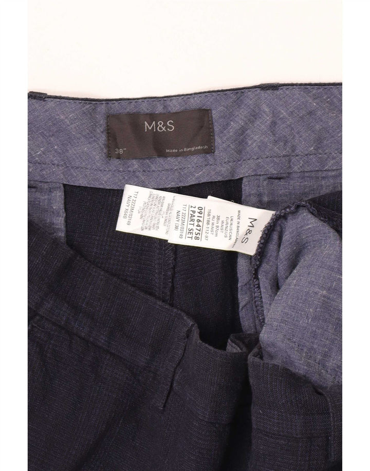 Marks & Spencer Herren Chinoshorts W38 XL Marineblau Baumwolle