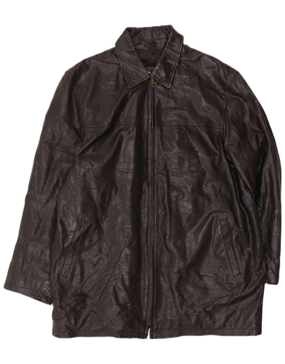 VINTAGE Herren Ledermantel UK 44 2XL Schwarz