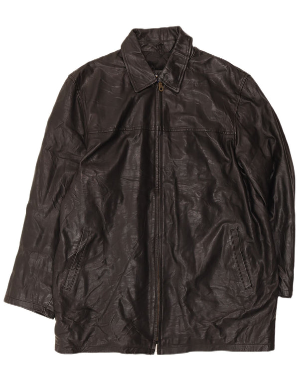 VINTAGE Herren Ledermantel UK 44 2XL Schwarz