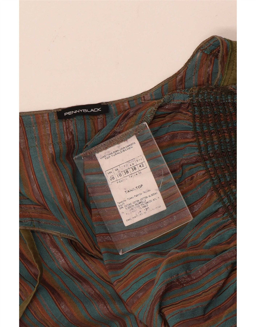 Penny Black Damen-Blusenoberteil, UK-Größe 10, Größe S, mehrfarbig, gestreift, Baumwolle