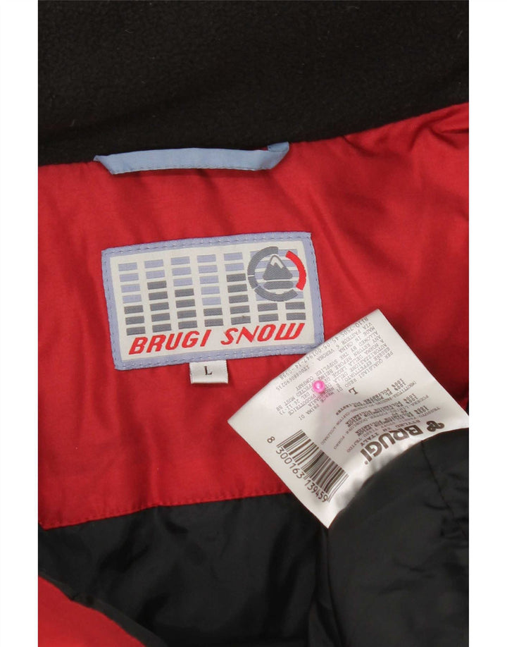 Brugi Herren-Skijacke mit Kapuze, UK 40, großes rotes Colourblock-Nylon