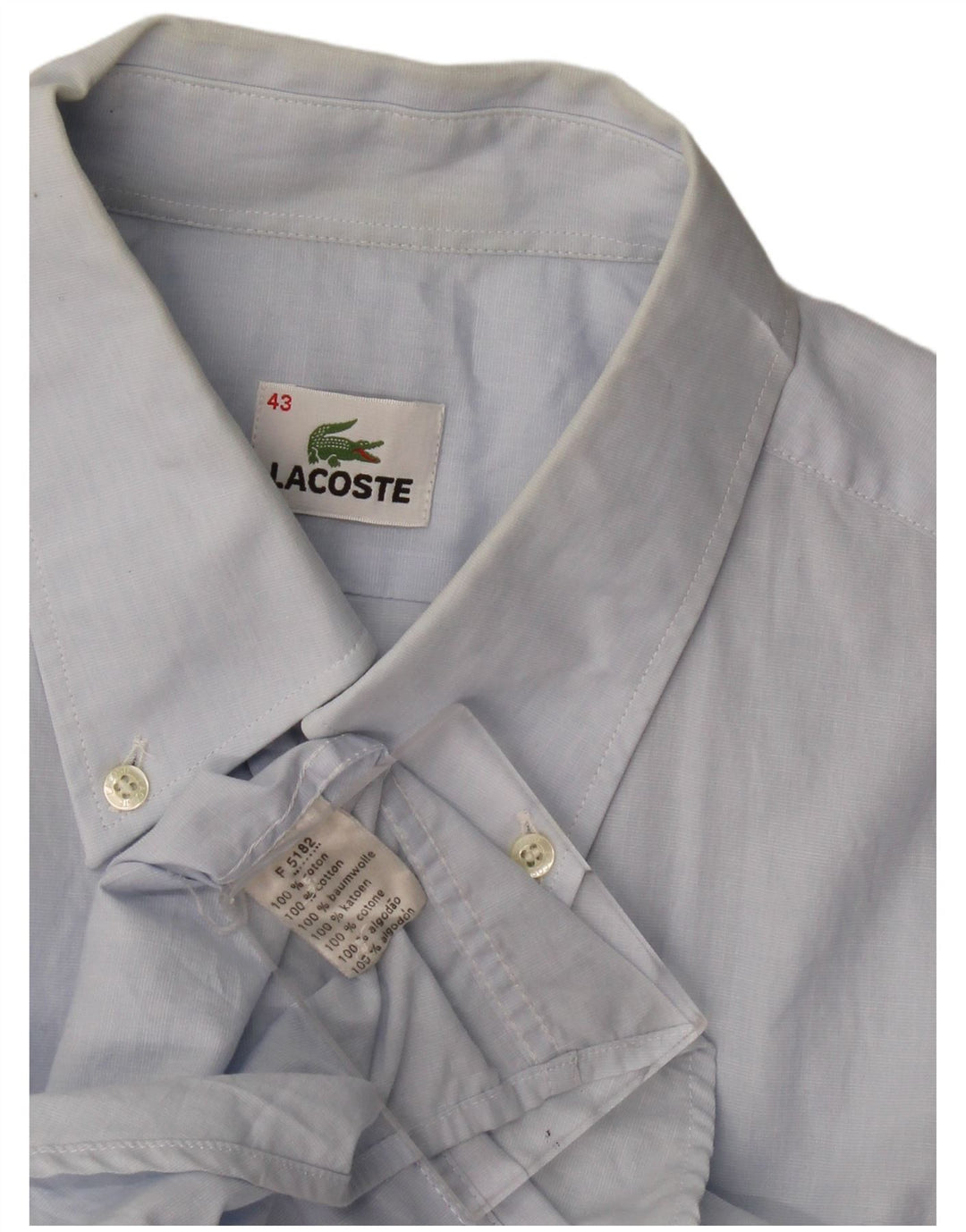 Lacoste Herren Kurzarmhemd Größe 43 Große blaue Baumwolle