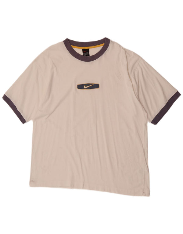 Nike Herren-T-Shirt mit Grafik, UK, Größe 45/47, XL, weiße Farbblock-Baumwolle