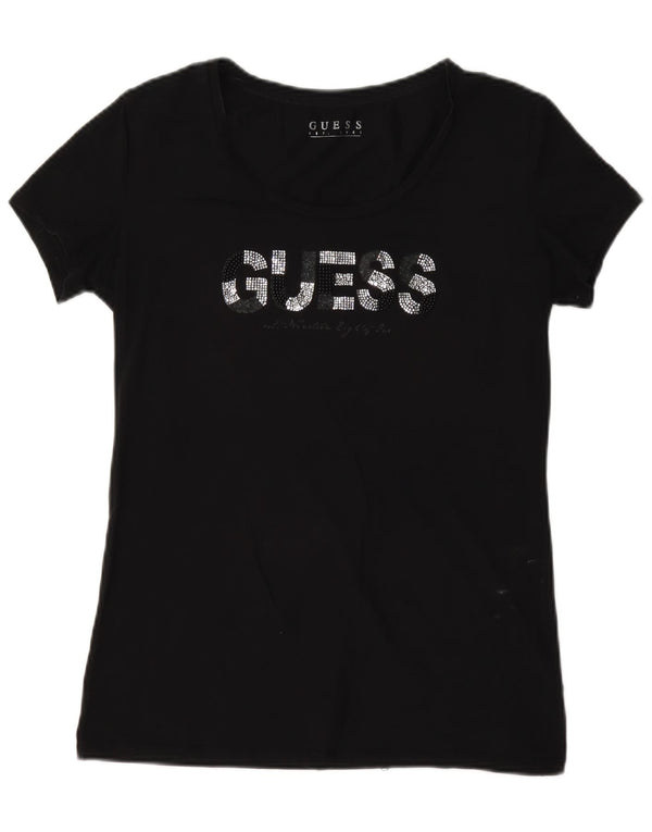 Guess Damen-T-Shirt mit Grafik, UK 44, Größe L, Schwarz, Baumwolle