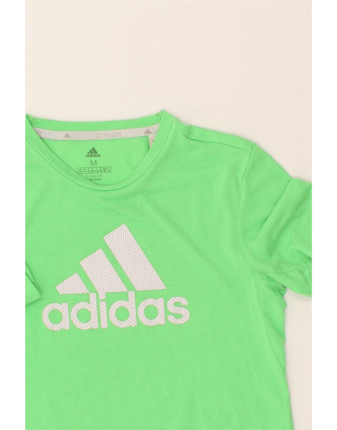 ADIDAS Boys Climalite Graphic T-Shirt Top 11-12 Years Medium Green Vintage Adidas and Second-Hand Adidas from Messina Hembry 