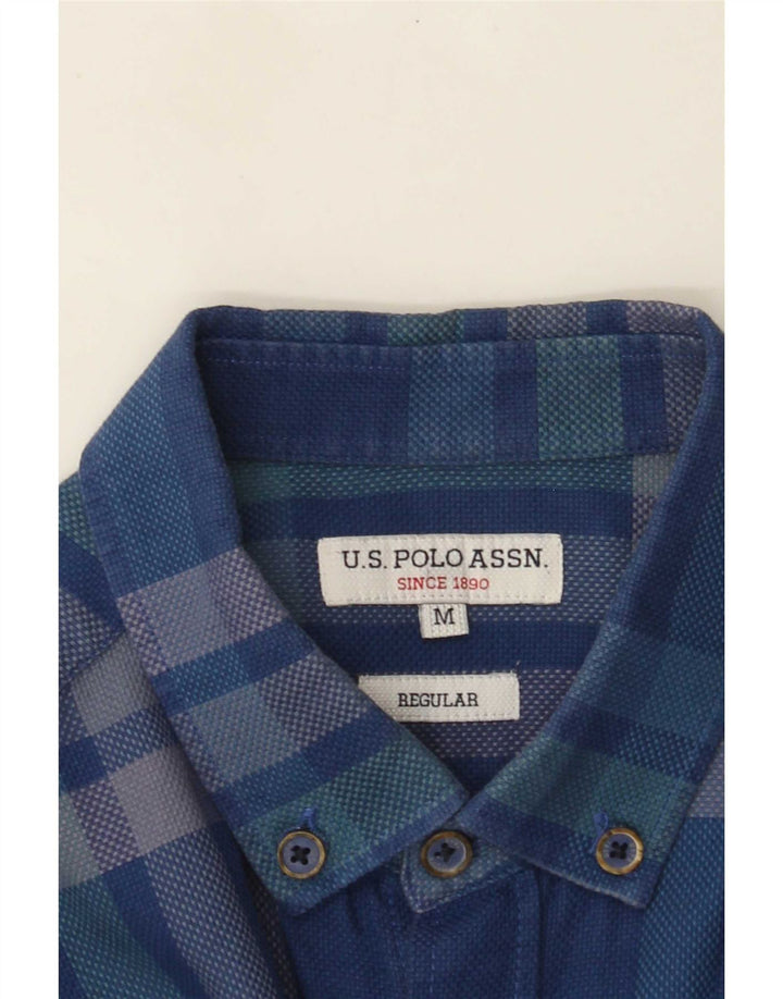 U.S. Polo Assn. Herren-Hemd mit normaler Passform, Mittelblau kariert