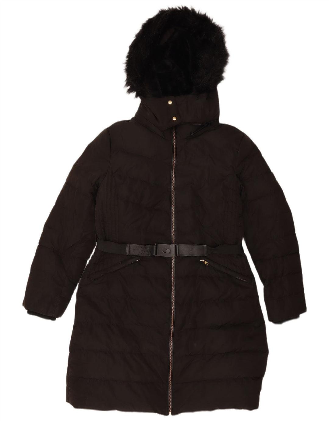 Zara Damen Kapuzenmantel, gepolstert, UK 20 2XL, Schwarz, Polyester