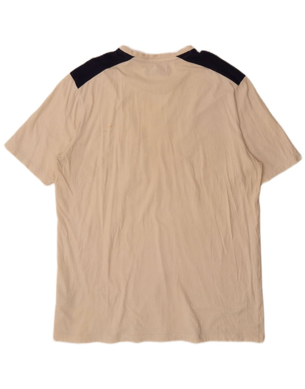Fila Herren Grafik T-Shirt Top 2XL Beige Colourblock Baumwolle
