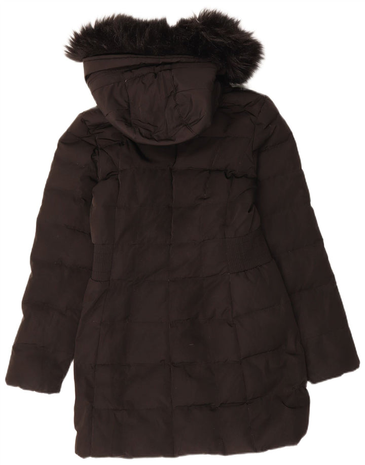 CALVIN KLEIN Womens Hooded Padded Coat UK 10 Small Black Polyester Winter
