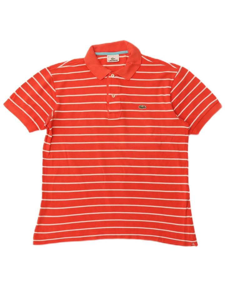 LACOSTE Herren-Poloshirt, Größe 4, mittelorange gestreift, Baumwolle
