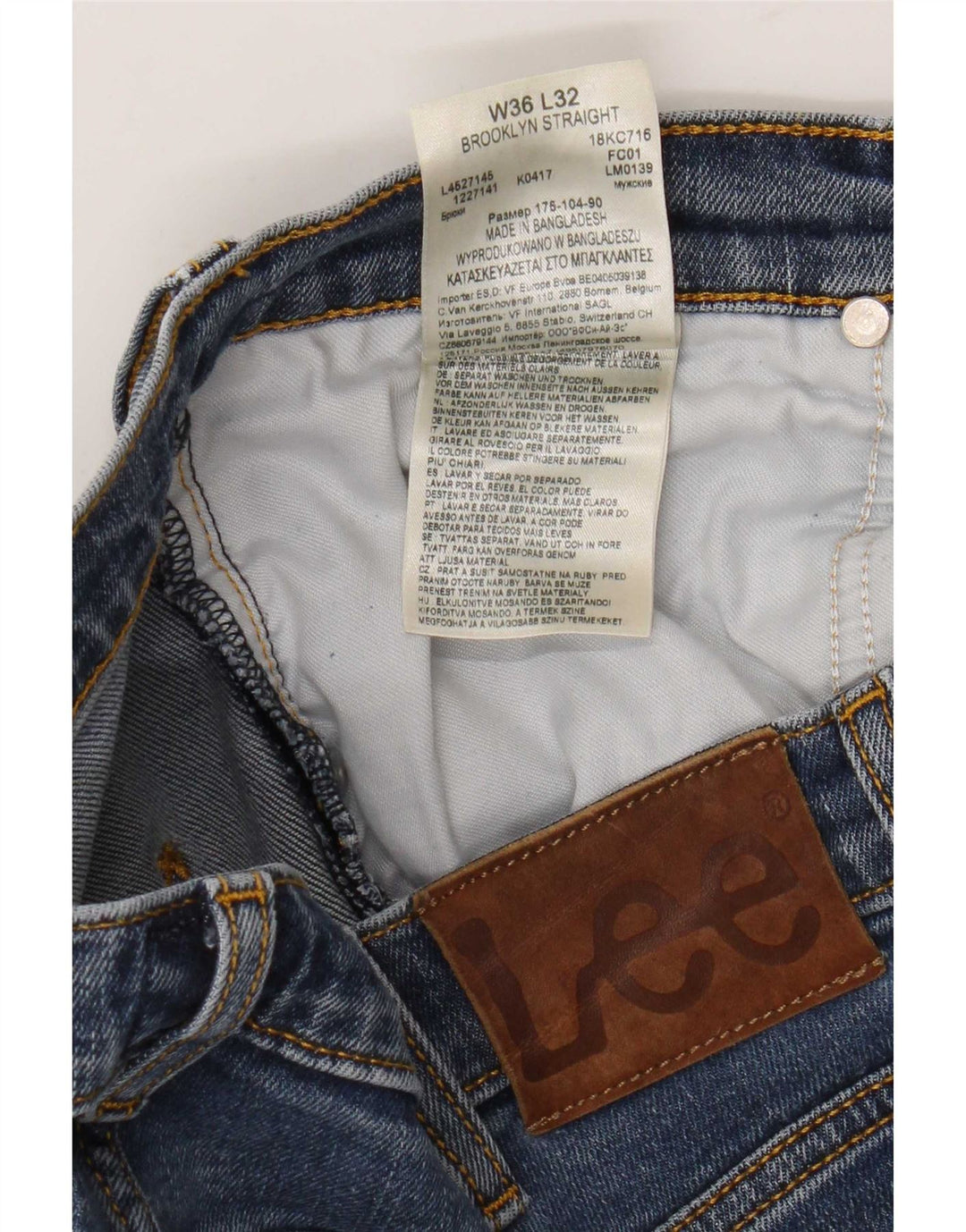 Lee Herren Brooklyn Straight Jeans W36 L32 Blaue Baumwolle