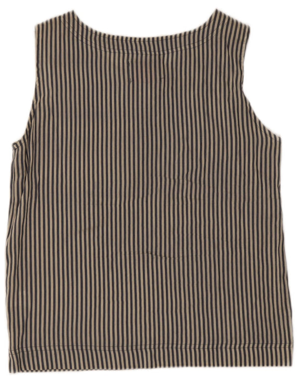 Vintage Damen Ärmelloses Blusentop UK 14 Mittelblau gestreift