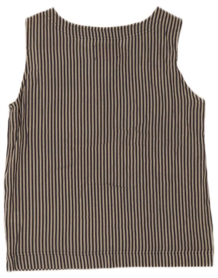 Vintage Damen Ärmelloses Blusentop UK 14 Mittelblau gestreift