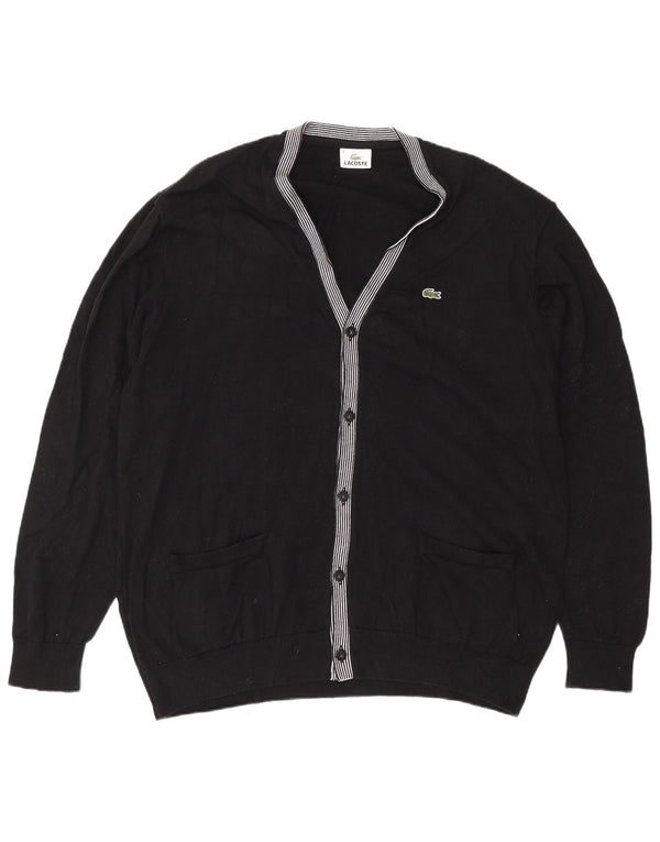 Lacoste Herren-Strickjacke, Größe 8 2XL, schwarze Baumwolle