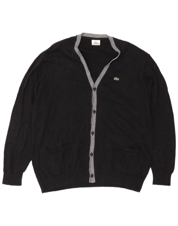 Lacoste Herren-Strickjacke, Größe 8 2XL, schwarze Baumwolle