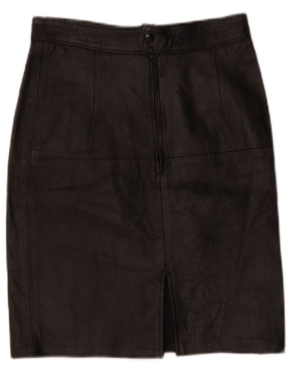Vintage Damen High Waist Lederrock IT 42 Medium W26 Schwarz