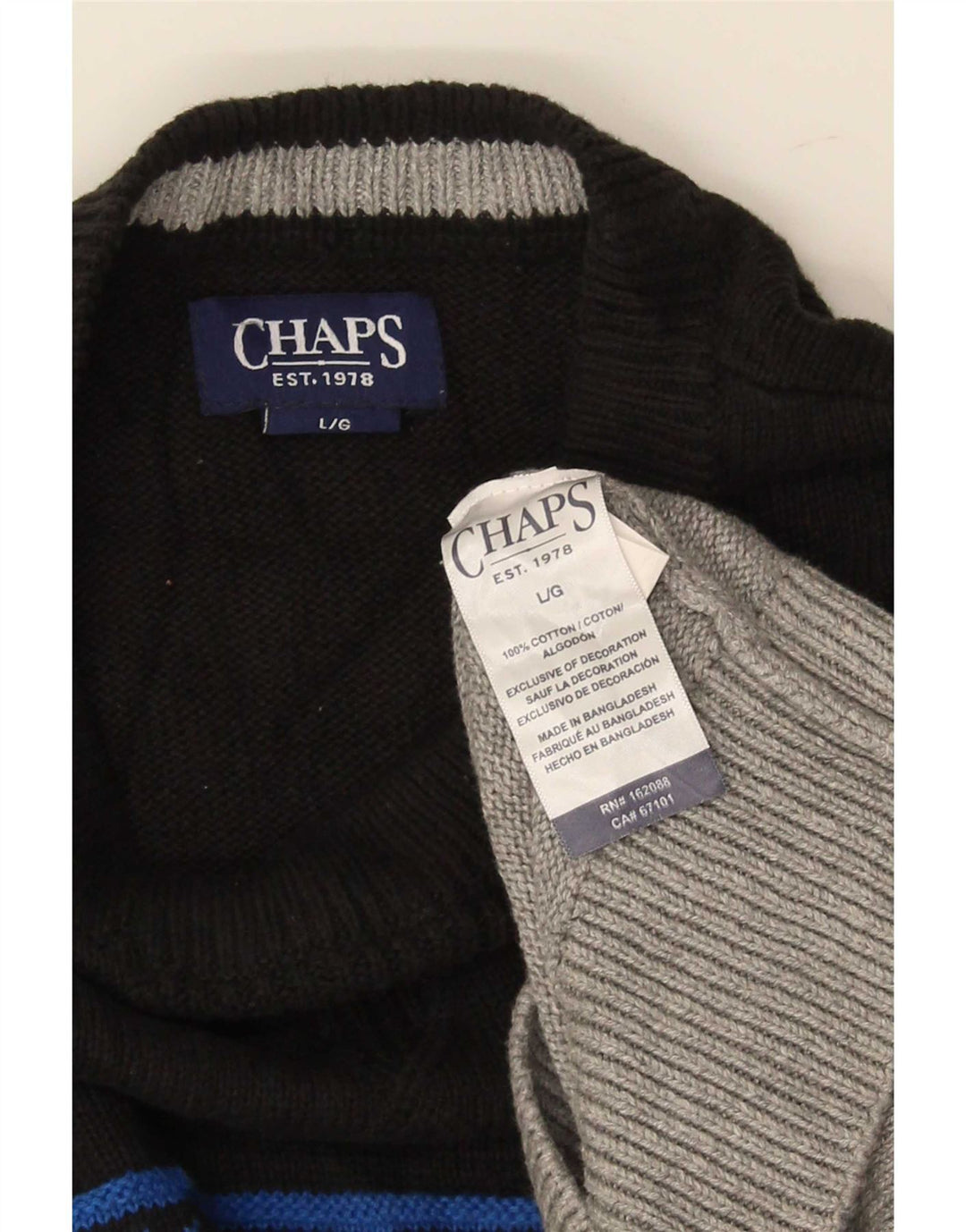 Chaps Herren-Pullover mit Rundhalsausschnitt, Größe L, Grau, Fair-Isle-Baumwolle