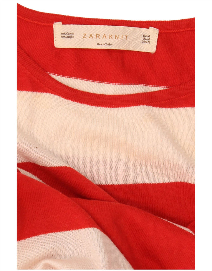 Zara Damen-Pullover, übergroß, bauchfrei, Rundhalsausschnitt, Gr. 14, Mittelrot