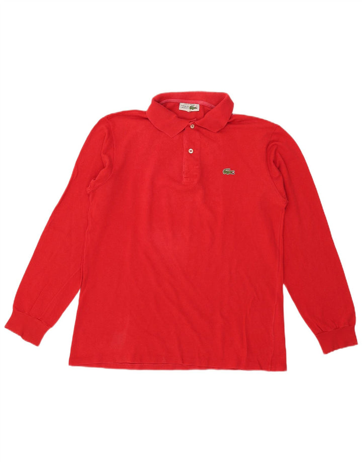 Lacoste Herren-Langarm-Poloshirt, Größe 4, mittelrote Baumwolle