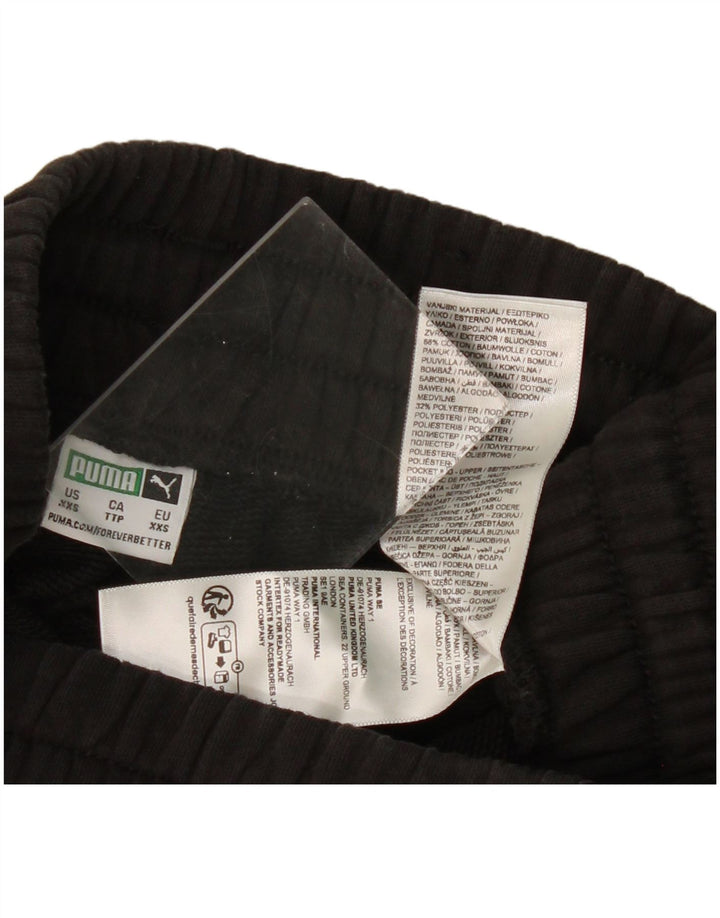 Puma Damen-Trainingshose mit weitem Bein, Größe 2XS, W22, L23, schwarze Baumwolle